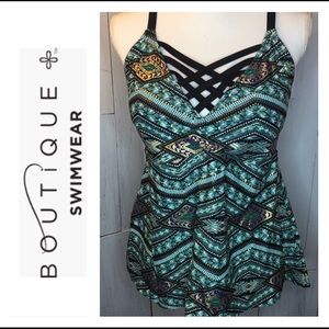 NEW Boutique + Tribal Aztec Tankini - Size 1X